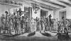 Painting showing black
                                    musicians present at a dance in
                                    Lower Canada about 1807